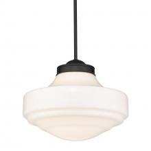  0508-L BLK-VMG - Ingalls Large Pendant in Matte Black with Vintage Milk Glass Shade